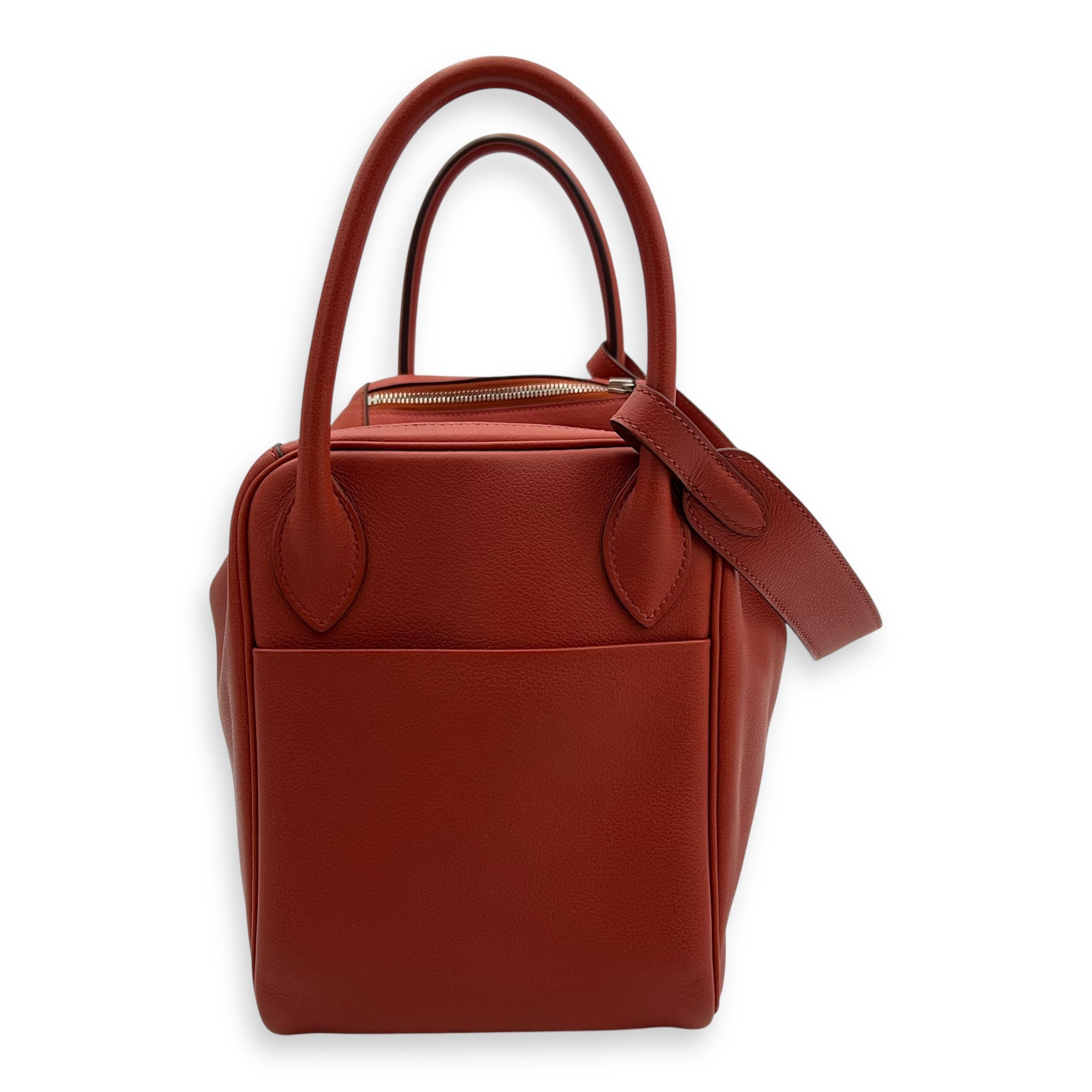 Hermès Lindy 30 Red Shoulder Bag in Clemence, Palladium hardware_4