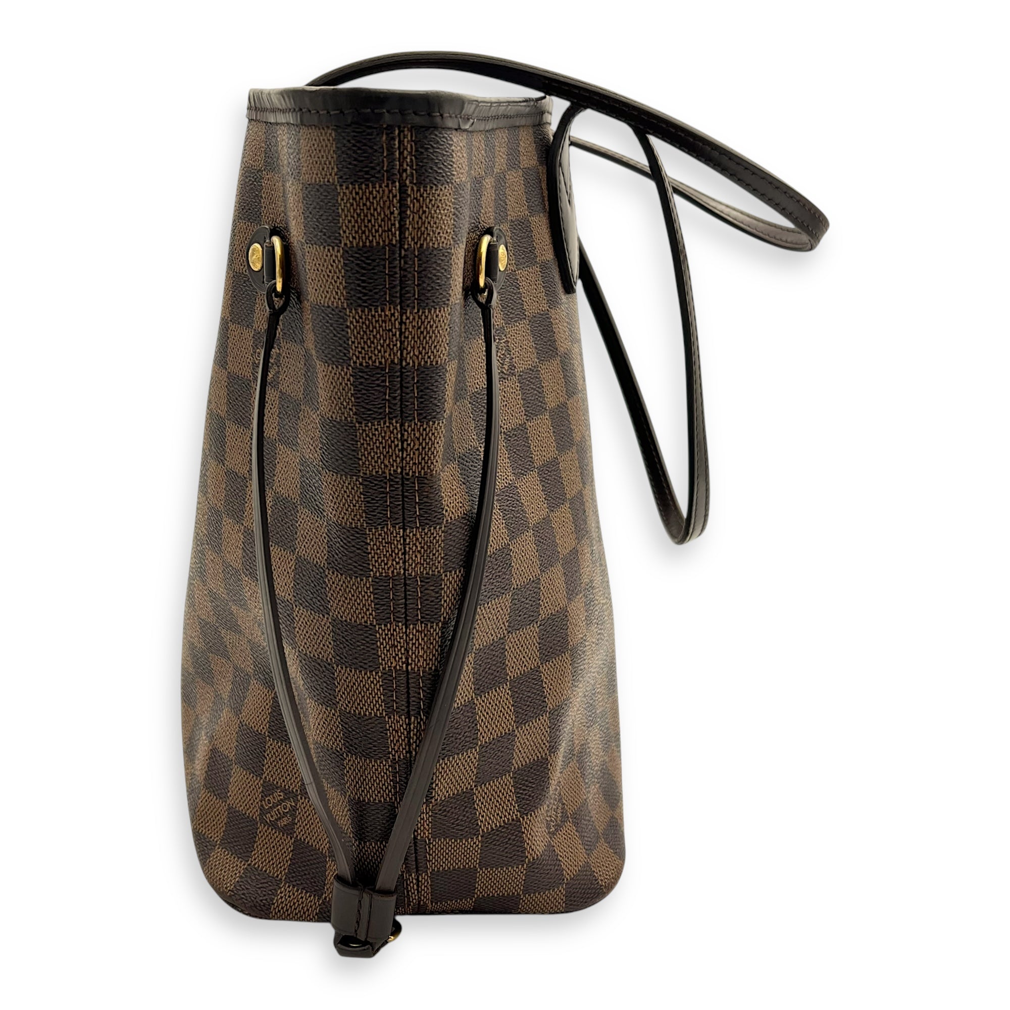 Louis Vuitton Neverfull Tote Bag Damier Ebene in Coated Canvas, Gold hardware_4