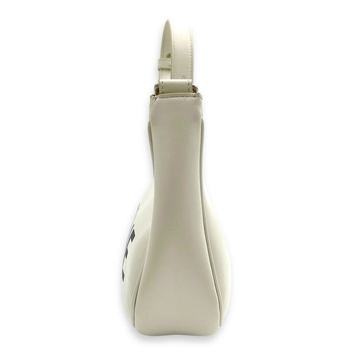 Celine Ava Shoulder Bag White in Calfskin, Silver hardware_4