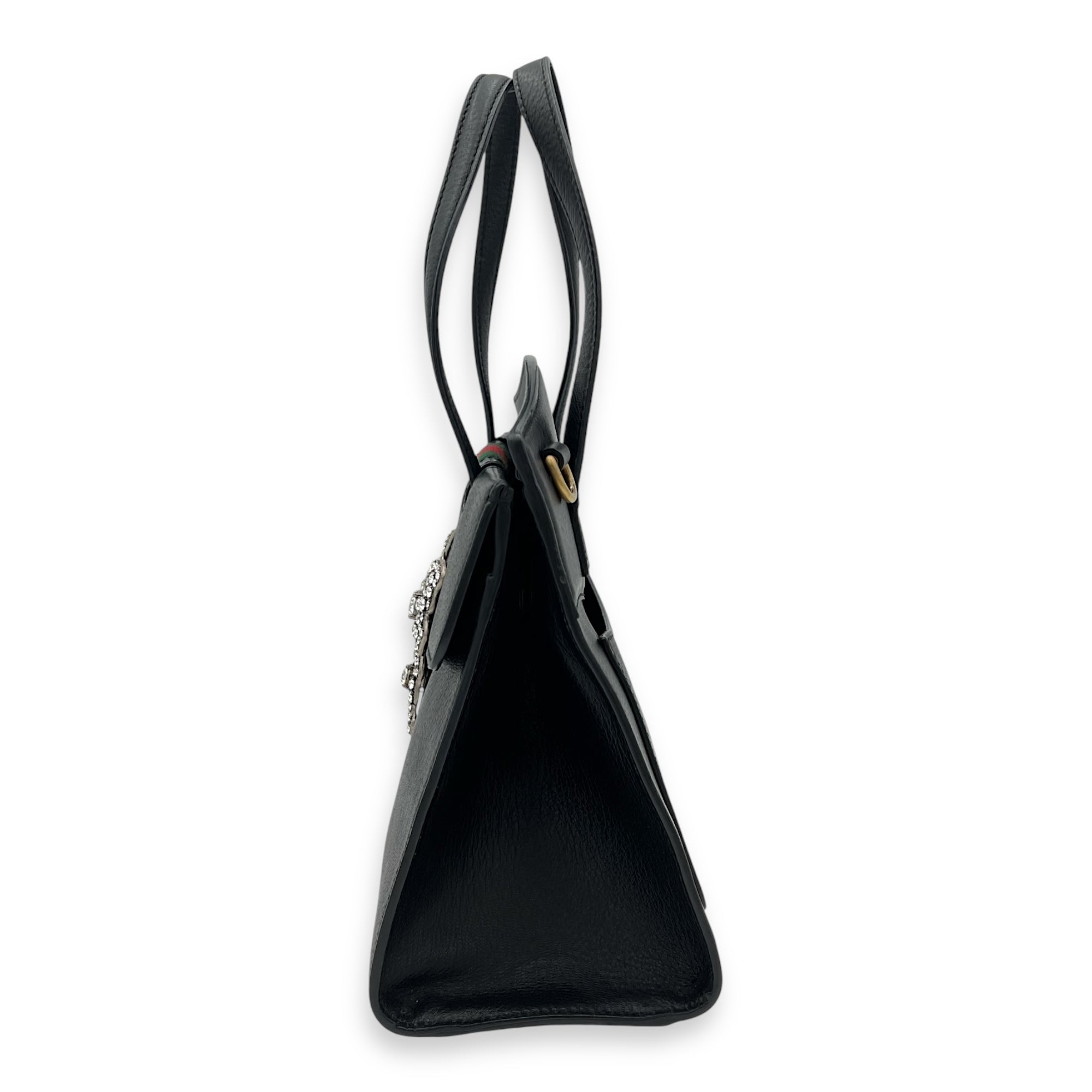 Gucci Sylvie Shoulder Bag Black in Calfskin, Silver hardware_9