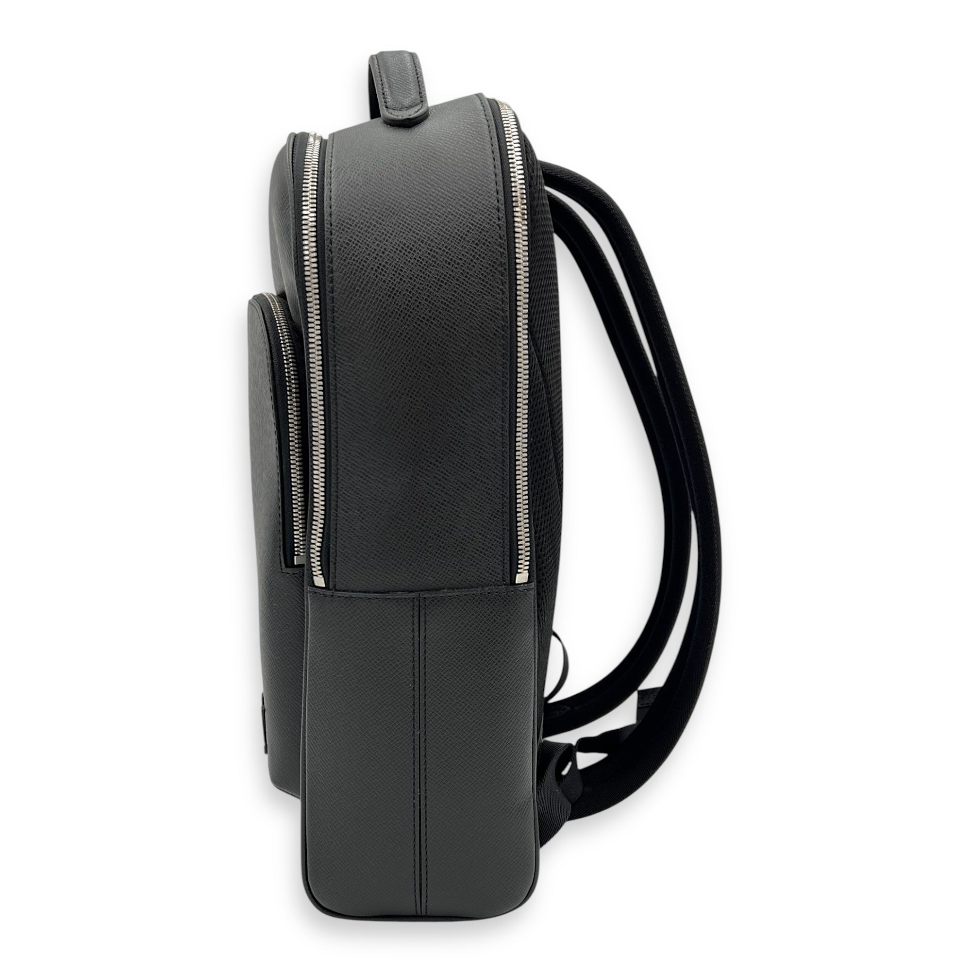 Louis Vuitton Adrian Backpack Black in Taiga Leather, Silver hardware_8