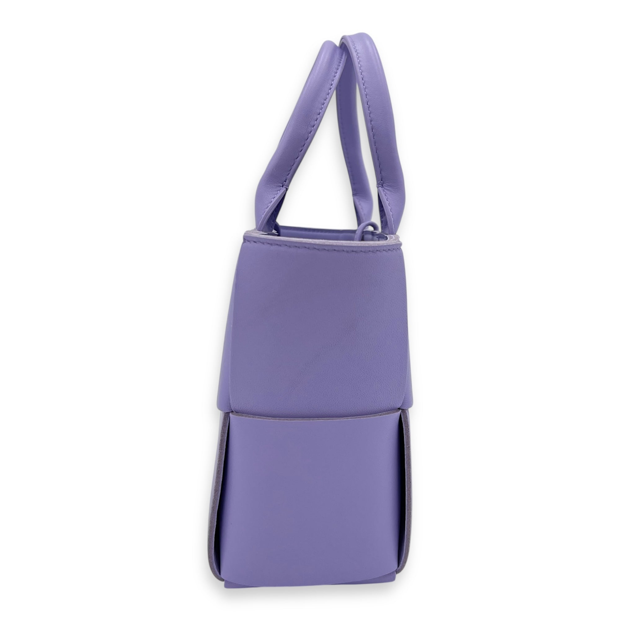 Bottega Veneta Arco Mini Purple Tote Bag in Lambskin, Silver hardware_6