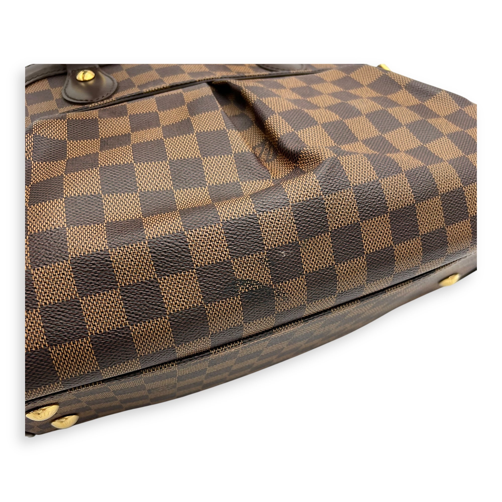 Louis Vuitton Trevi PM Damier Ebene Top Handle Bag in Coated Canvas, Gold hardware_15