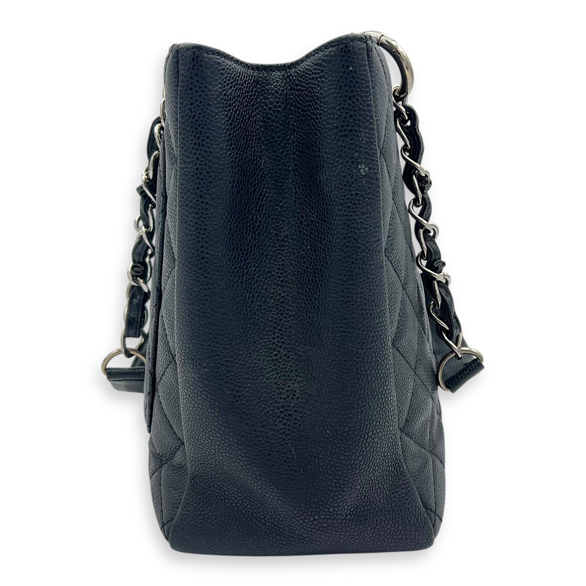 Chanel GST Shoulder Bag Black in Caviar Leather, Silver hardware_4