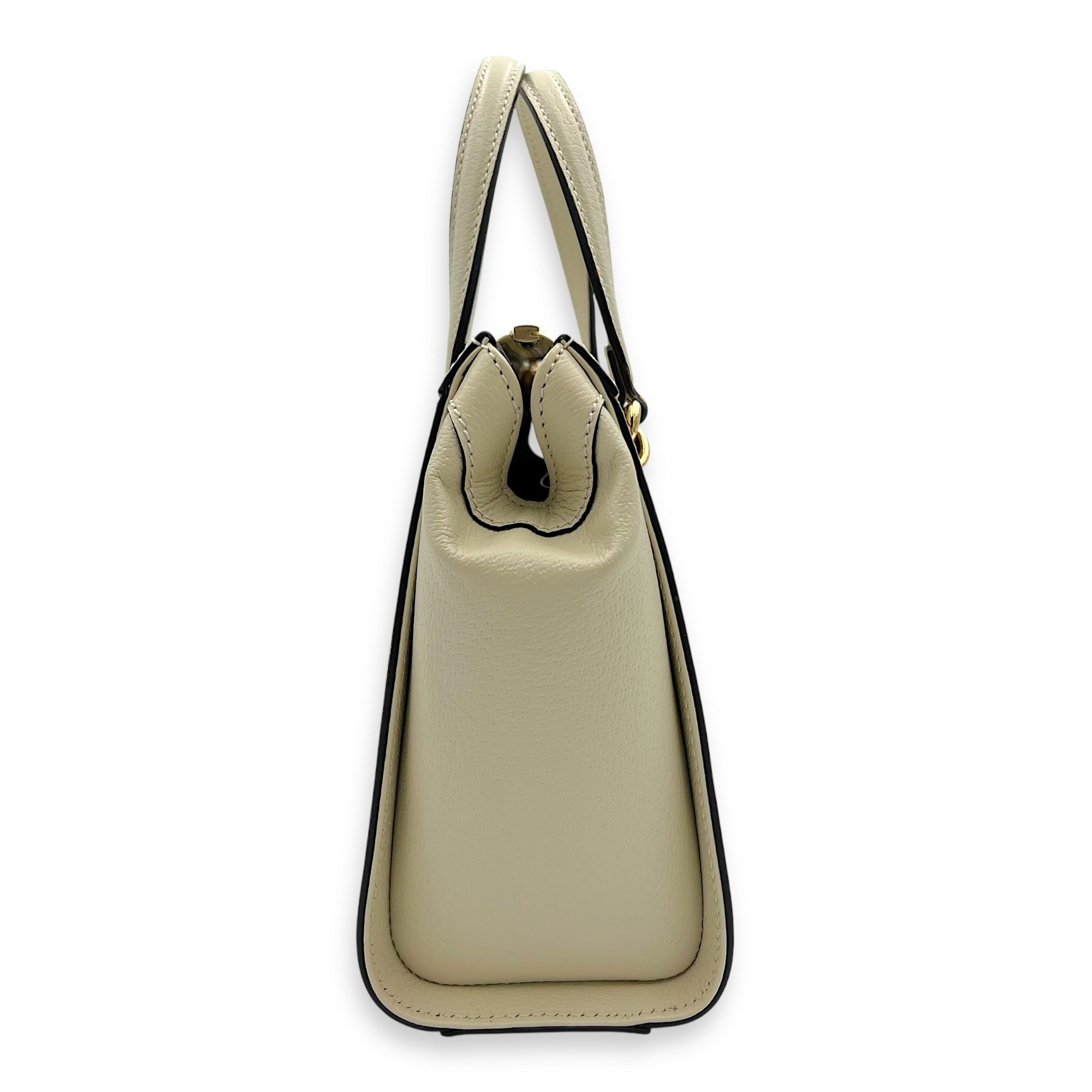Gucci Ophidia Top Handle Bag White in Calfskin, Gold hardware_4