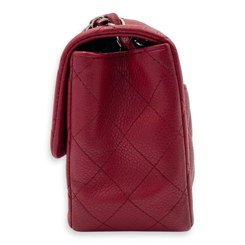 Chanel CC Mini Square Shoulder Bag Red in Caviar Leather, Silver hardware_4