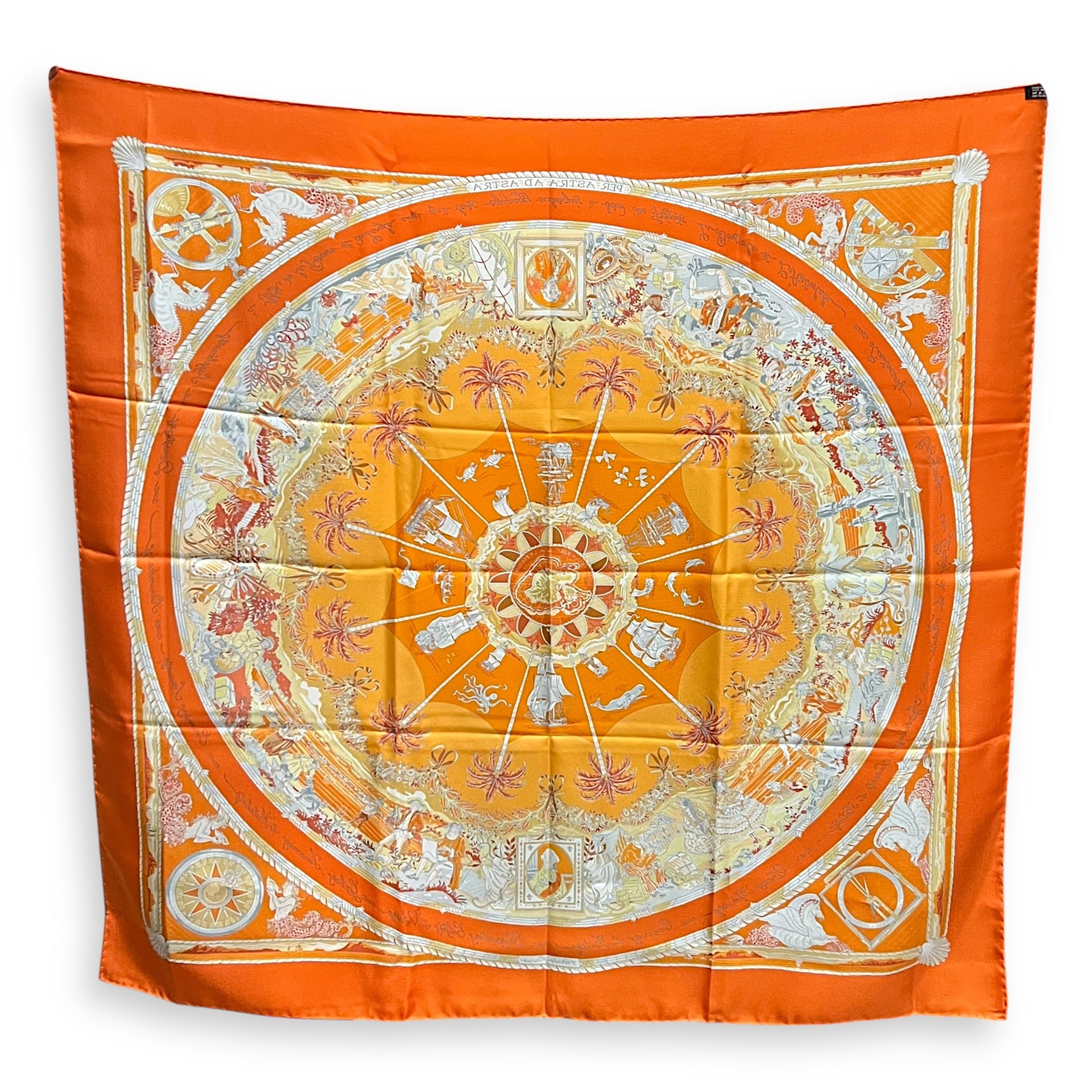 Hermès Per Astra Ad Astra Orange Scarf in Silk_4