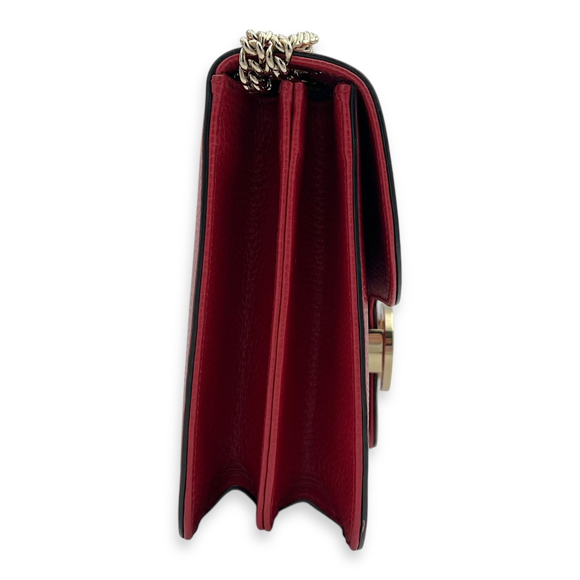 Gucci Interlocking G Shoulder Bag Red in Calfskin, Gold hardware_4
