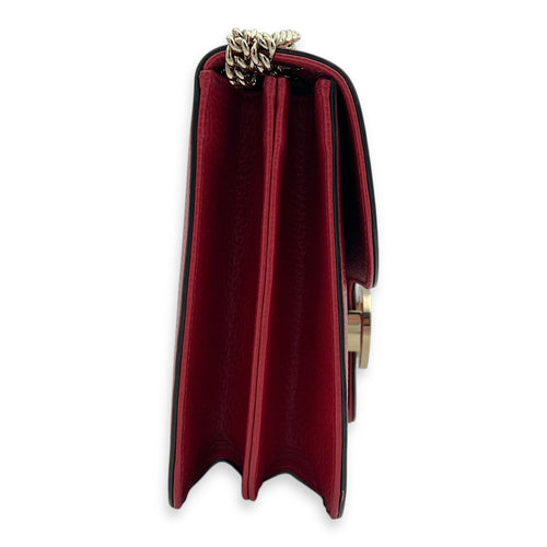 Gucci Interlocking G Shoulder Bag Red in Calfskin, Gold hardware_4