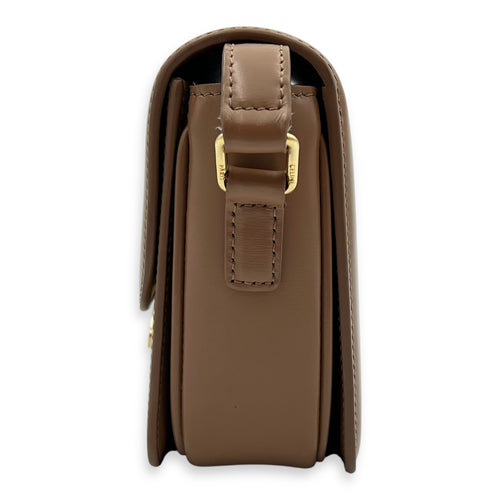 Celine Triomphe Shoulder Bag Brown in Calfskin, Gold hardware_4