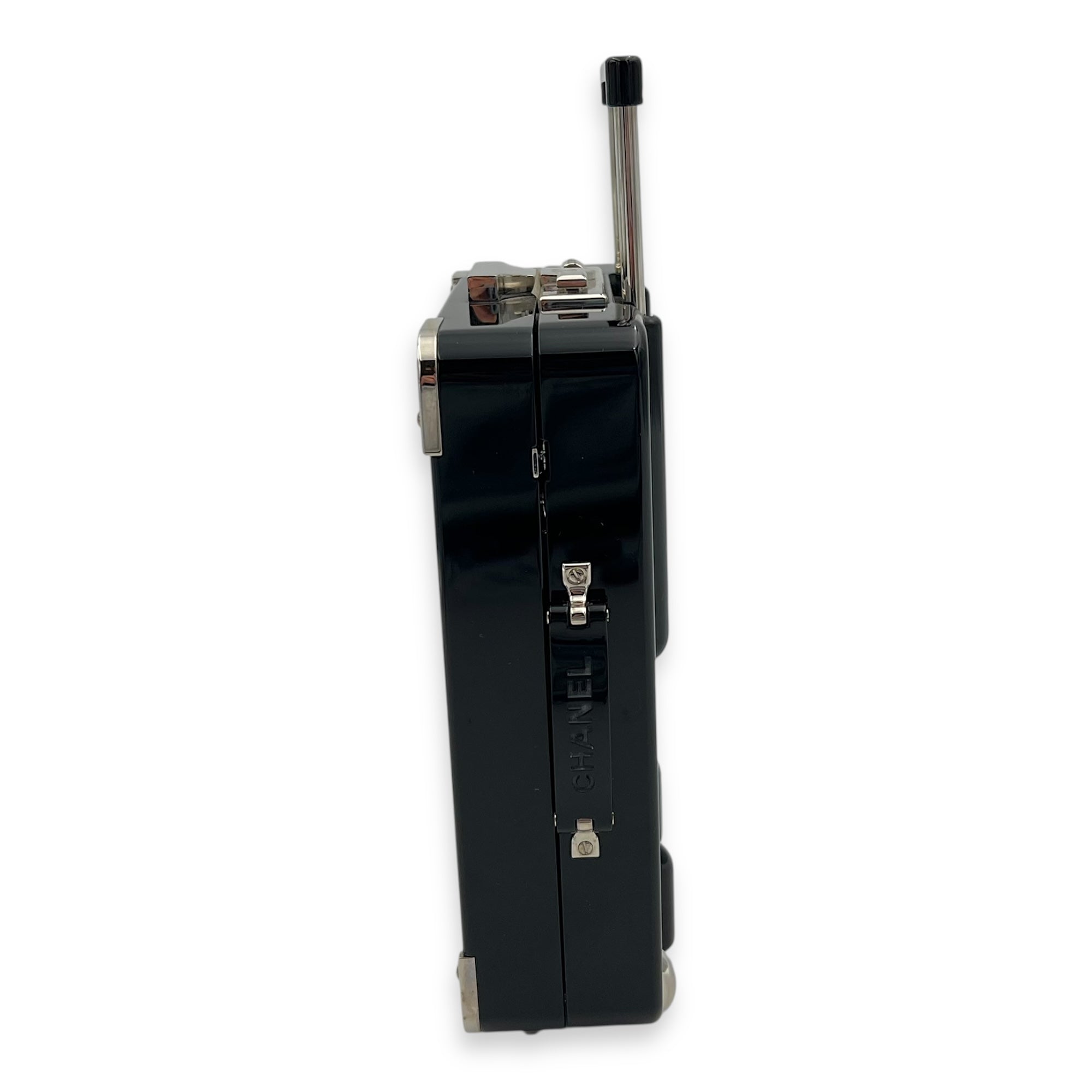 Chanel Minaudiere Trolley Black Clutch in, Silver hardware_4
