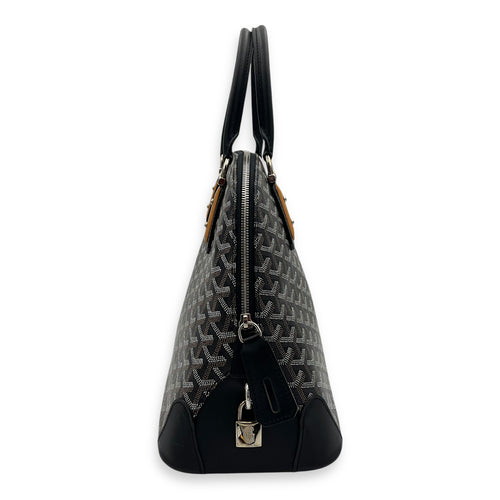 Goyard Vendome Top Handle Bag Black in Coated Canvas, Silver hardware_4