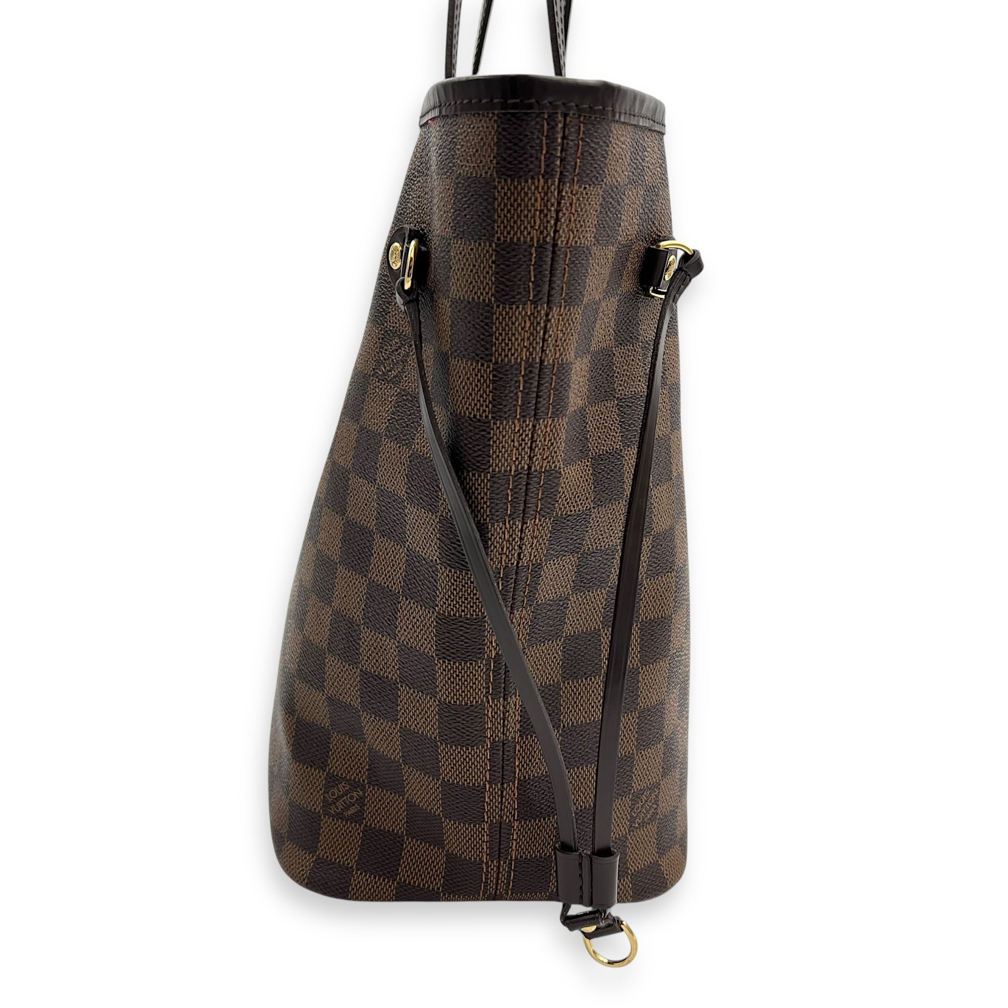 Louis Vuitton Neverfull MM Damier Ebene Tote Bag in Coated Canvas, Gold hardware_4
