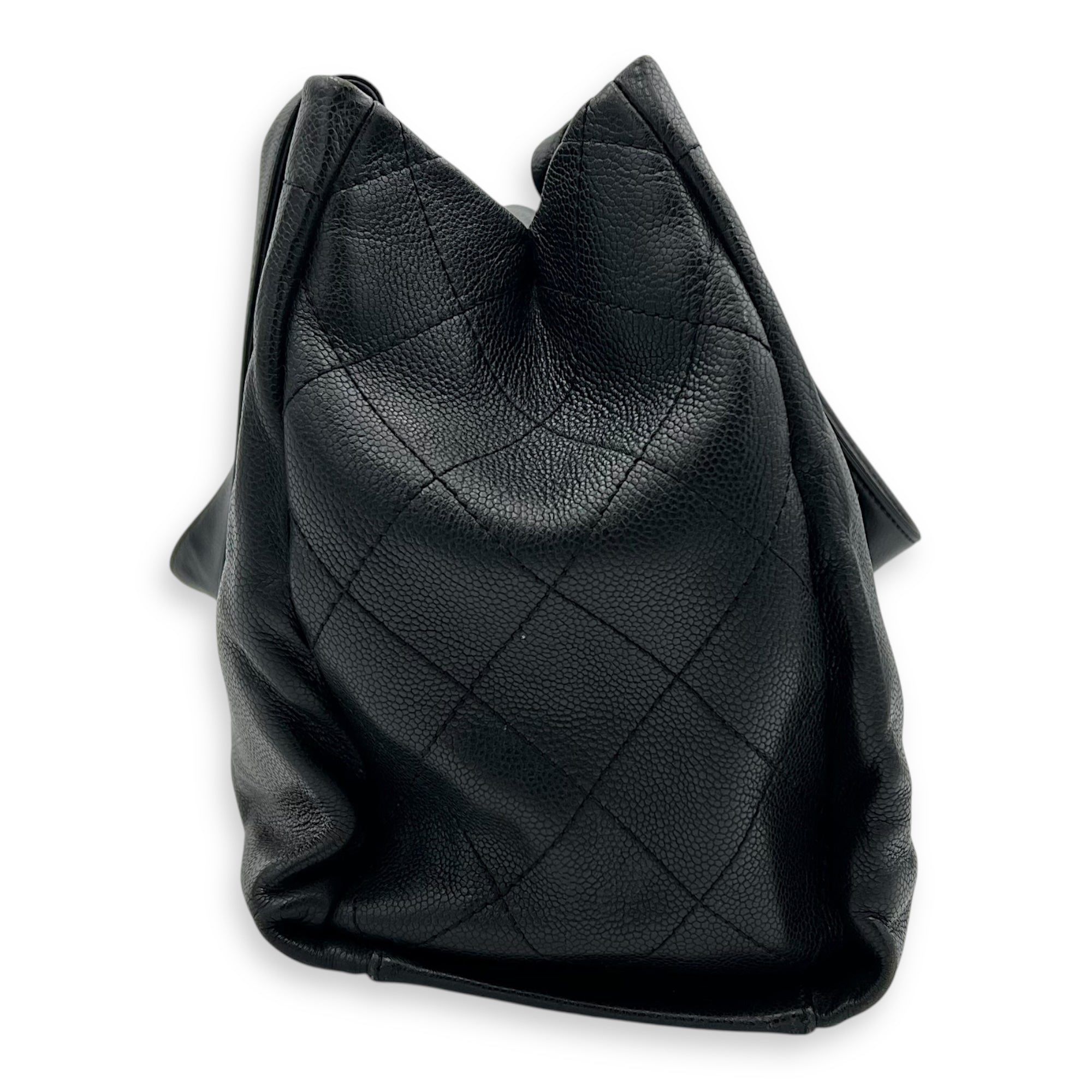 Chanel CC Tote Bag Black in Caviar Leather, Silver hardware_4