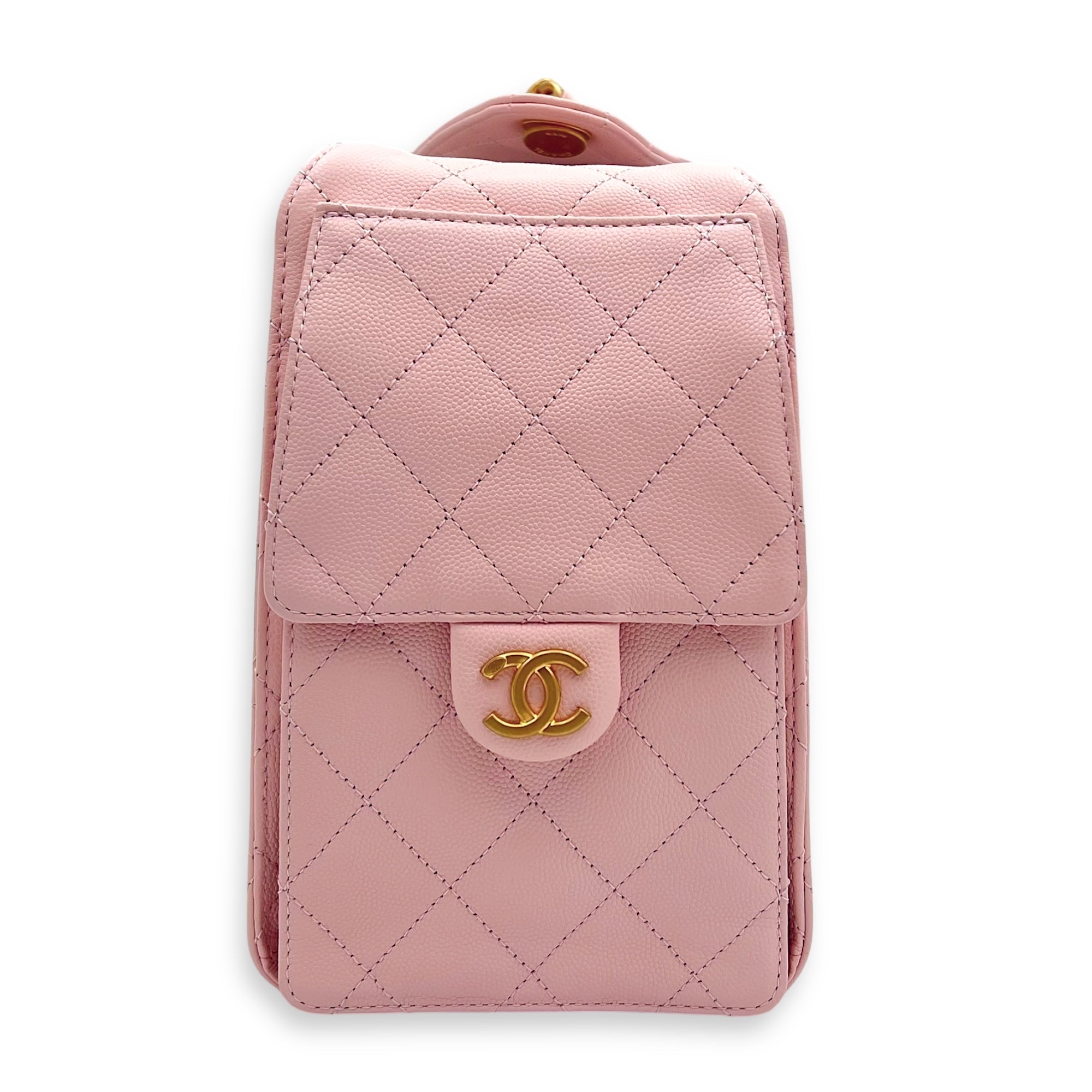 Chanel C25 Small Pink Shoulder Bag in Caviar Leather, Gold hardware_3
