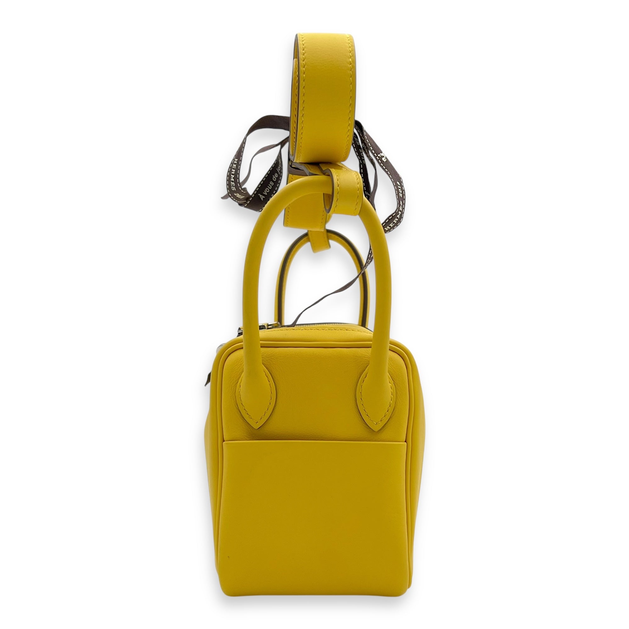 Hermès Mini Lindy Yellow in Swift, Palladium hardware_4