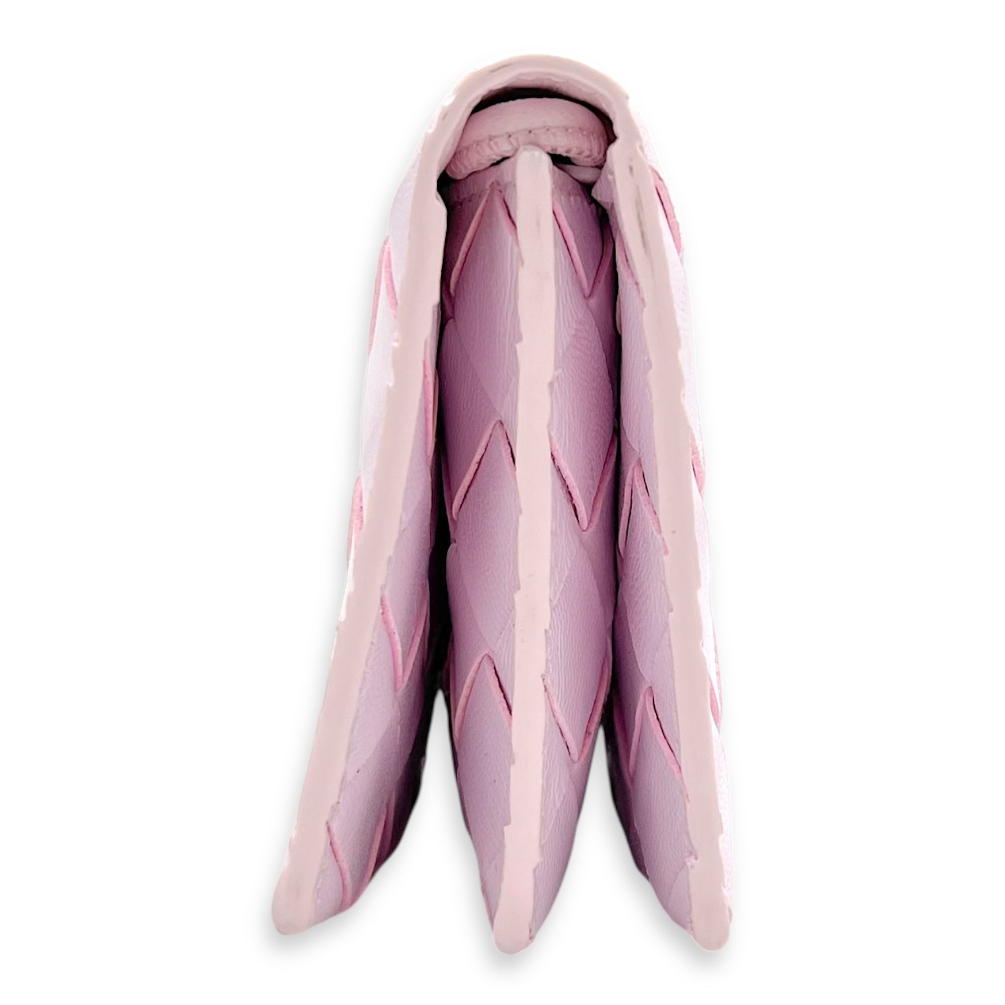Bottega Veneta Intrecciato Pink Wallet in Lambskin, Gold hardware_4