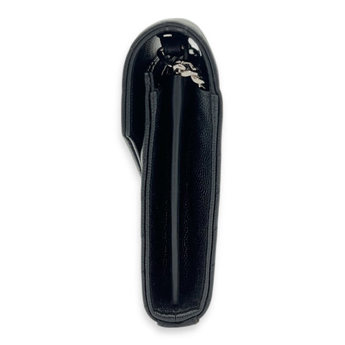 Saint Laurent Cassandre Wallet On Chain Black in Calfskin, Silver hardware_11