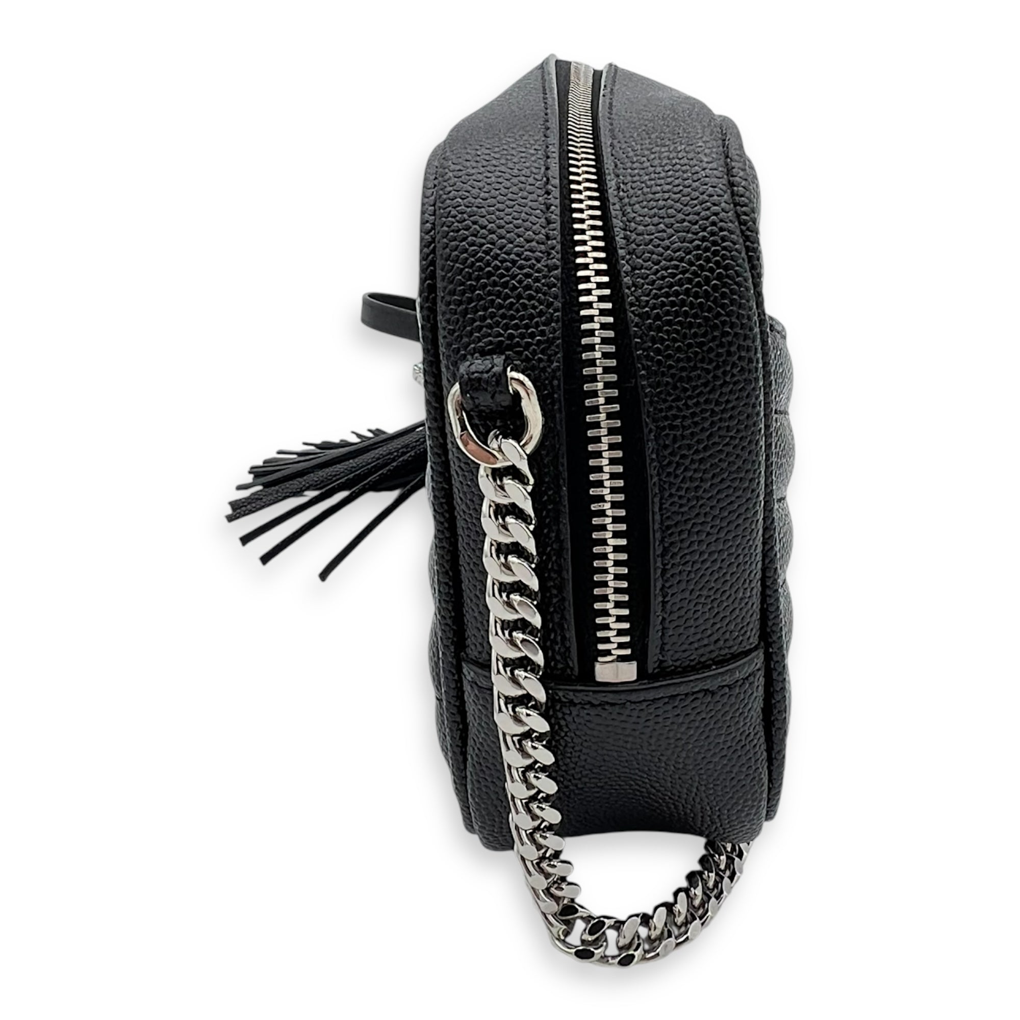 Saint Laurent Camera Crossbody Bag Black in Calfskin, Silver hardware_1