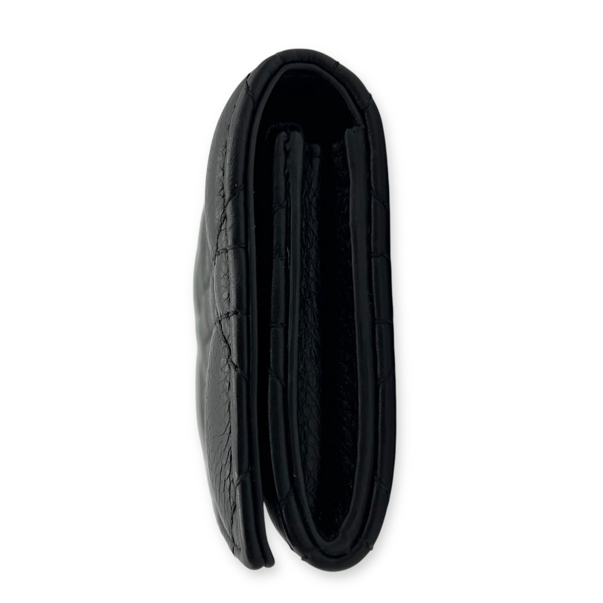 Dior Cannage Card Holder Black in Calfskin, Gold hardware_4
