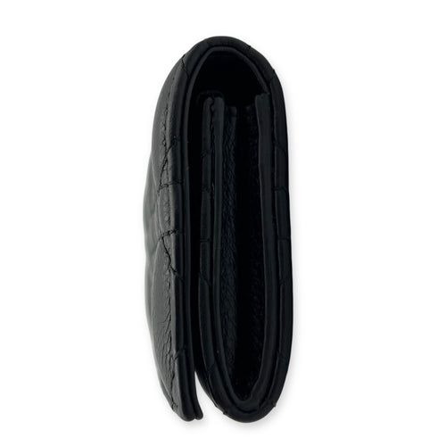 Dior Cannage Card Holder Black in Calfskin, Gold hardware_4