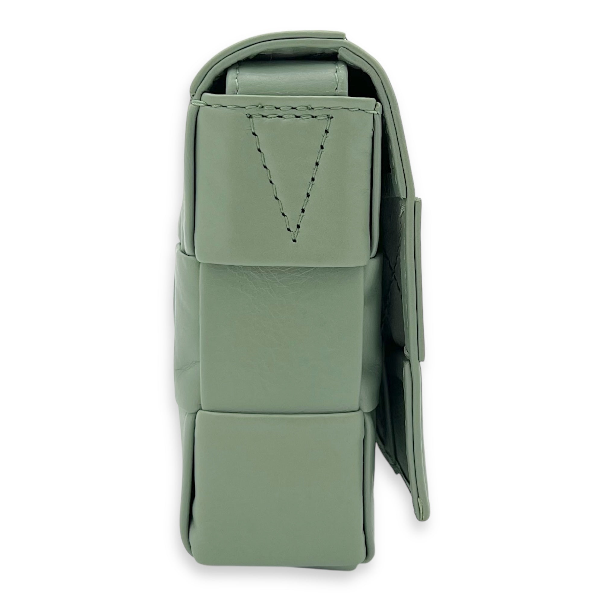 Bottega Veneta Cassette Crossbody Bag Green in Calfskin_4