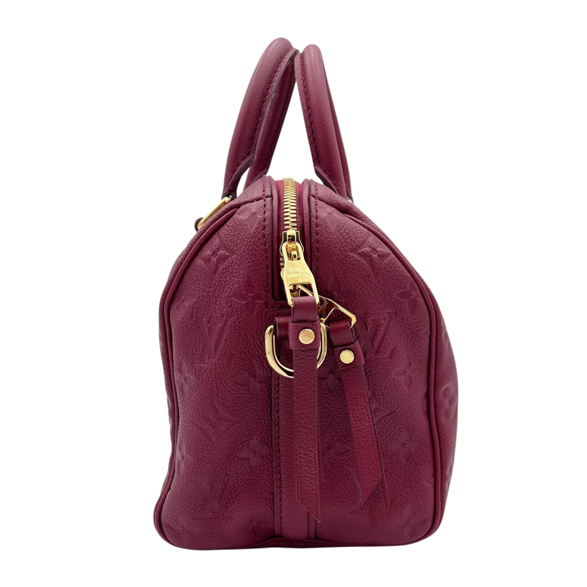 Louis Vuitton Speedy Bandouliere Top Handle Bag Red in Monogram Empreinte Leather, Gold hardware_4
