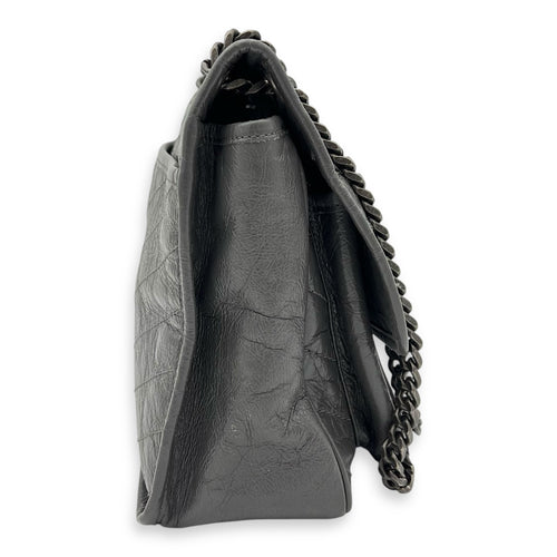 Saint Laurent Niki Shoulder Bag Grey in Calfskin, Ruthenium hardware_4