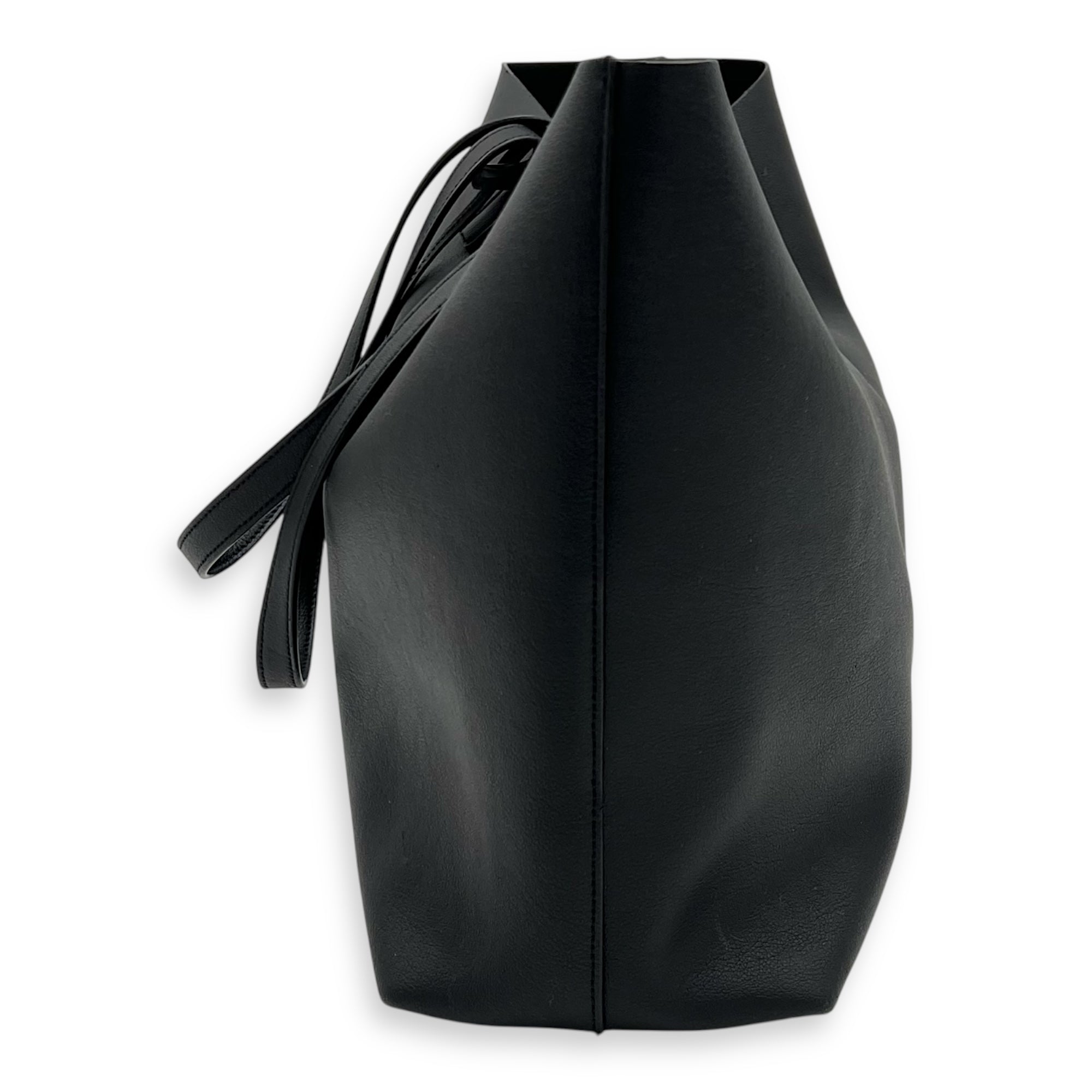 Saint Laurent Logo Tote Bag Black in Calfskin, Gold hardware_4