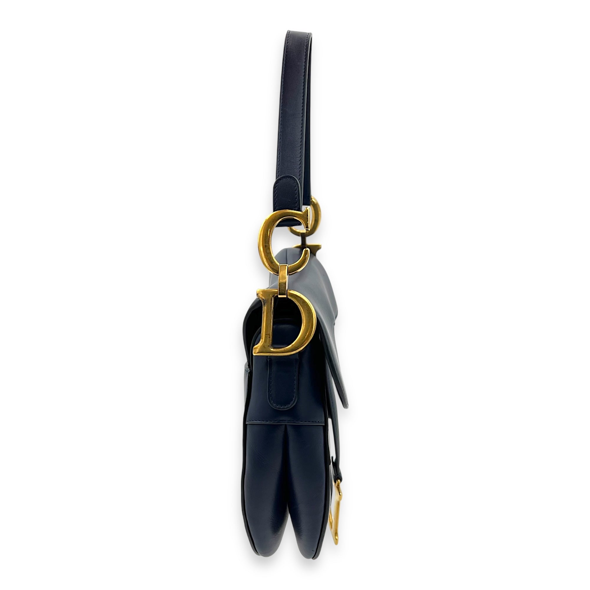 Dior Saddle Shoulder Bag Blue in Calfskin, Gold hardware_4