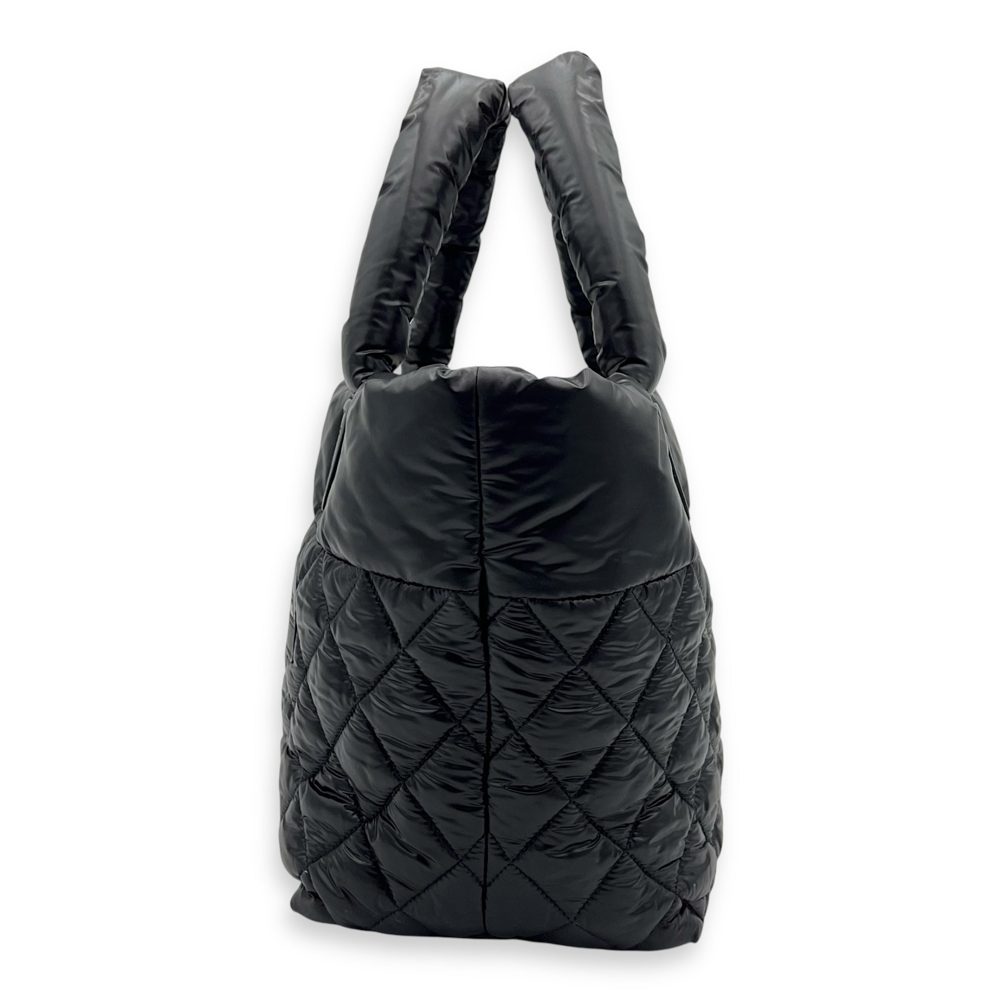 Chanel Coco Cocoon Tote Bag Black in Nylon, Silver hardware_4