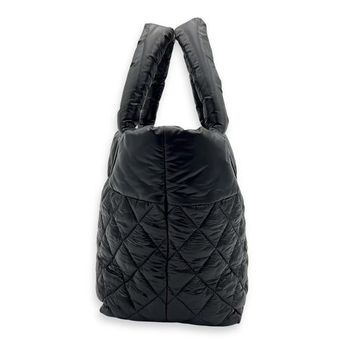 Chanel Coco Cocoon Tote Bag Black in Nylon, Silver hardware_4