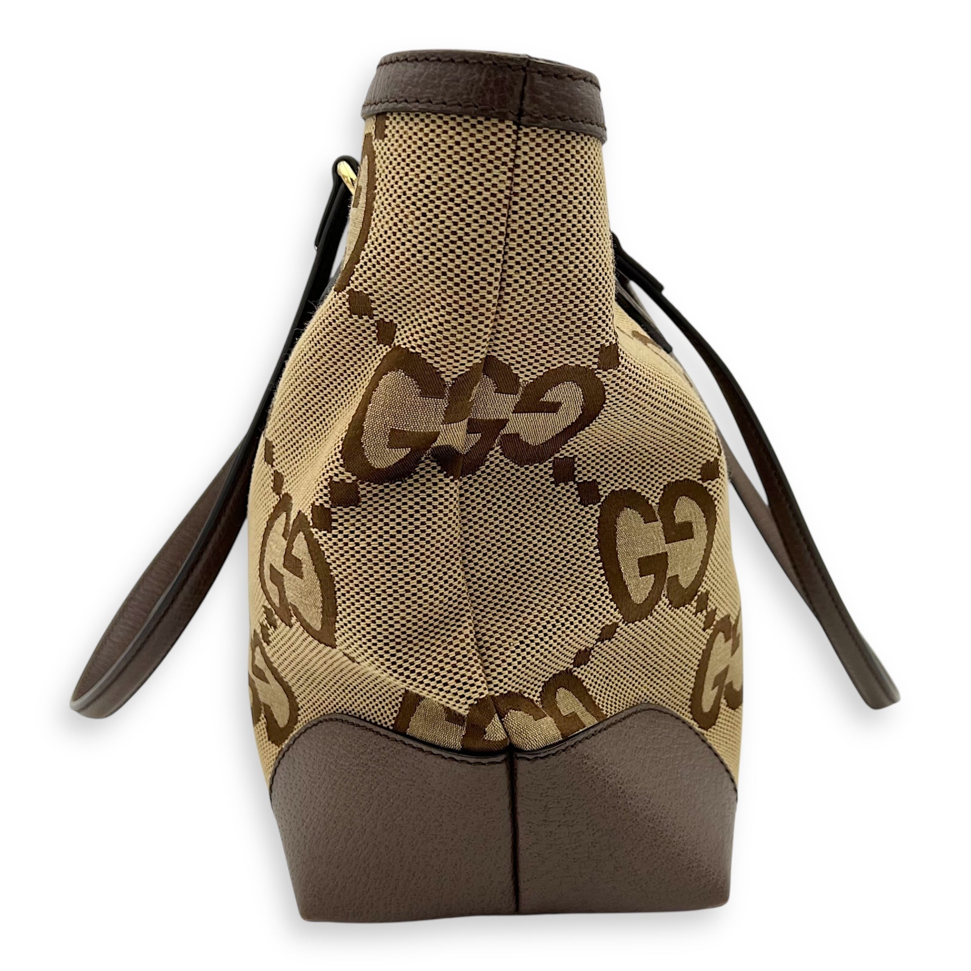 Gucci GG Tote Bag Brown in Canvas, Gold hardware_4