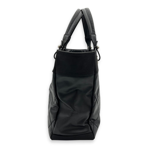 Chanel Paris Biarritz Tote Bag Black in Coated Canvas, Silver hardware_4