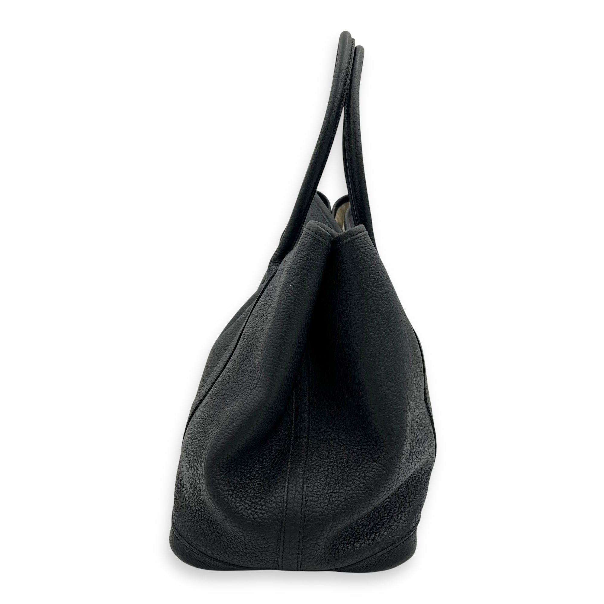 Hermès Garden Party 36 Black Top Handle Bag in Clemence, Silver hardware_4