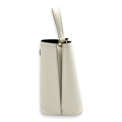 Prada Panier Bucket Bag White in Saffiano Leather, Gold hardware_5
