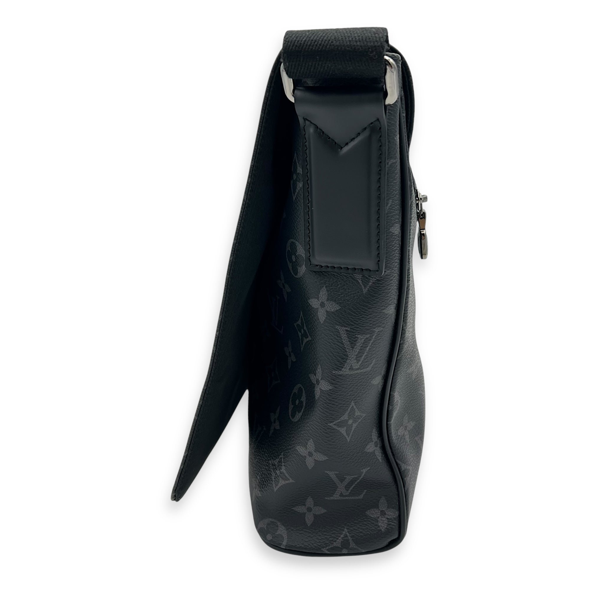 Louis Vuitton Logo Black Messenger in Monogram Coated Canvas, Silver hardware_4
