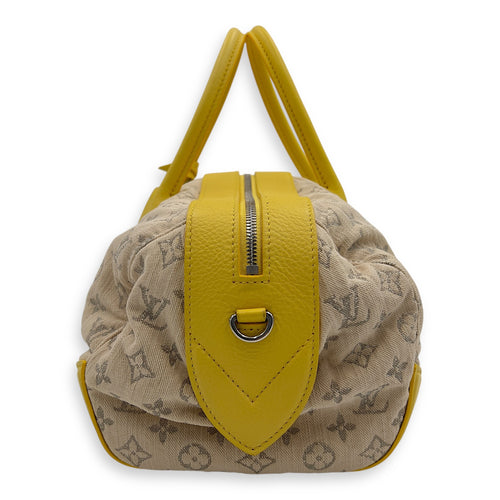 Louis Vuitton Speedy Round Beige Shoulder Bag in Denim, Gold hardware_6