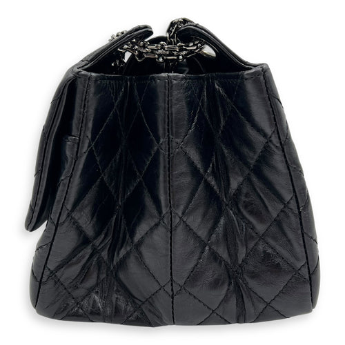 Chanel Double Vintage 2.55 Black Shoulder Bag in Calfskin, Ruthenium hardware_4