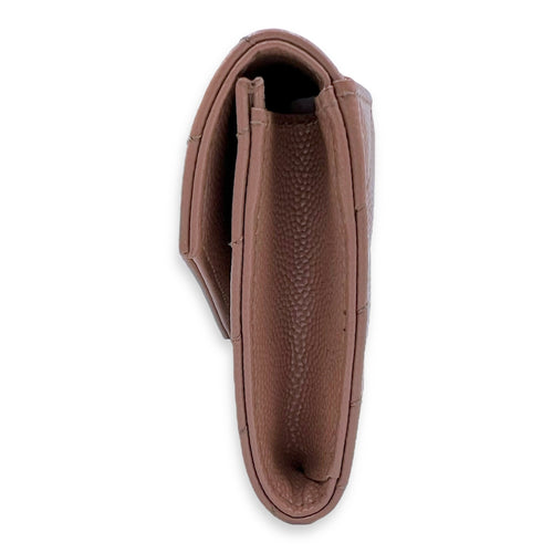 Saint Laurent Cassandre Brown Wallet in Calfskin, Gold hardware_4