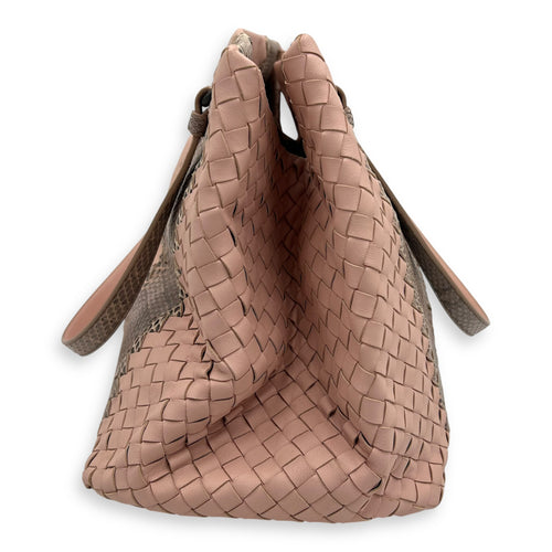 Bottega Veneta Intrecciato Top Handle Bag Pink in Lambskin, Gunmetal hardware_4