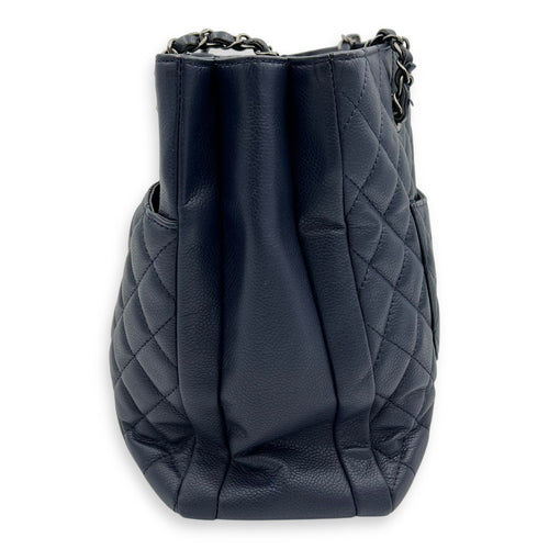 Chanel CC Tote Bag Blue in Caviar Leather, Ruthenium hardware_4