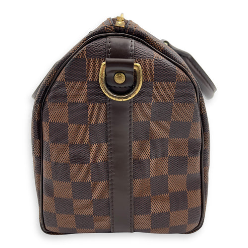 Louis Vuitton Speedy Bandouliere Top Handle Bag Brown in Coated Canvas, Gold hardware_4