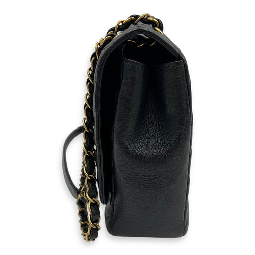 Chanel Diagonal Quilted Shoulder Bag Black in Goat Leather, Gold hardware_4