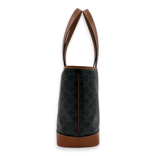 Celine Triomphe Tote Bag Brown in Coated Canvas, Gold hardware_4