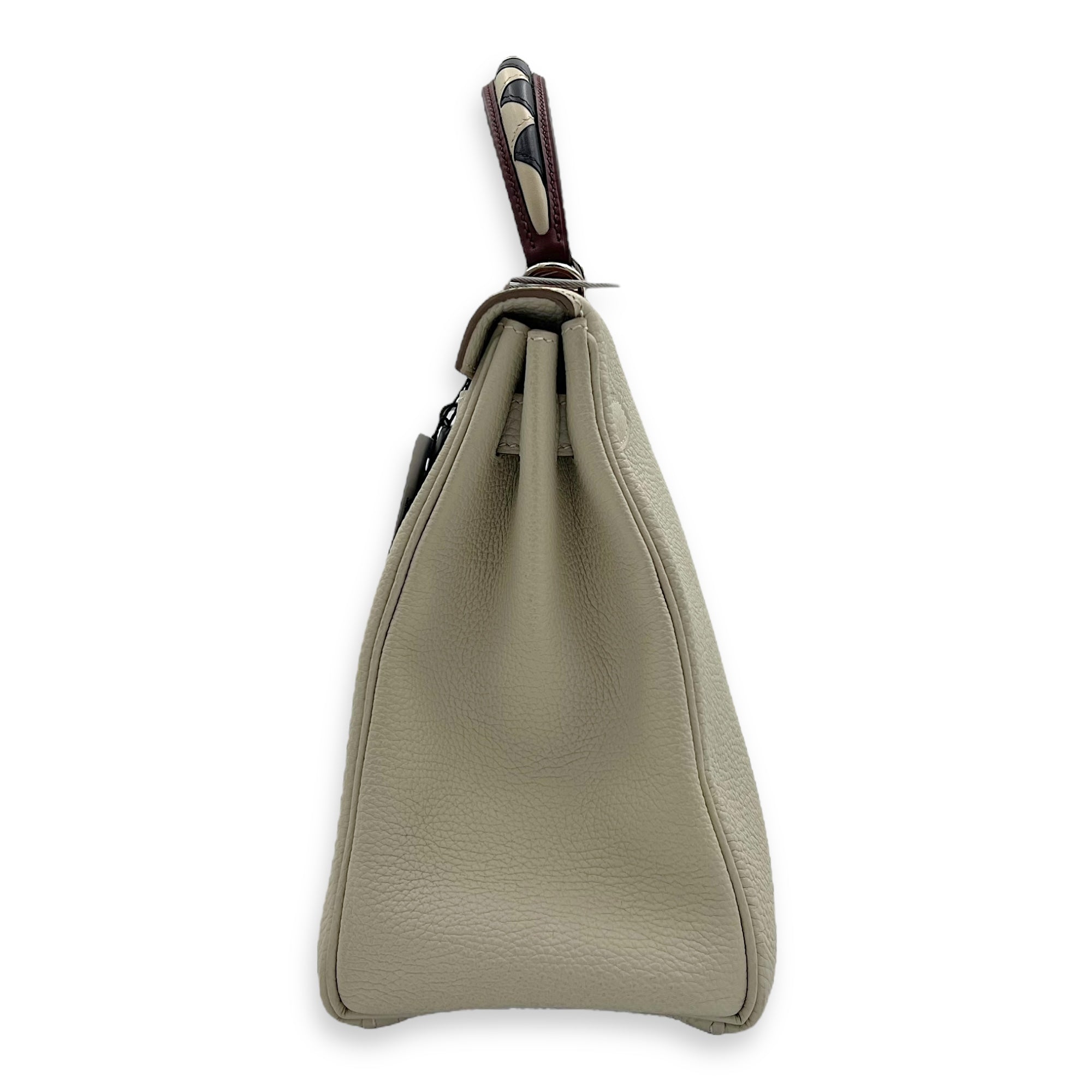 Hermès Kelly Craie/Black/Fauve/Rouge H in Togo, Palladium hardware_4
