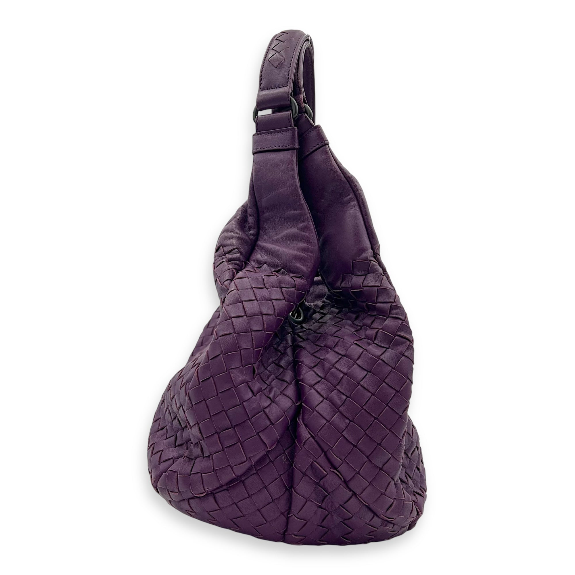 Bottega Veneta Intrecciato Hobo Purple in Nappa Leather, Gunmetal hardware_4