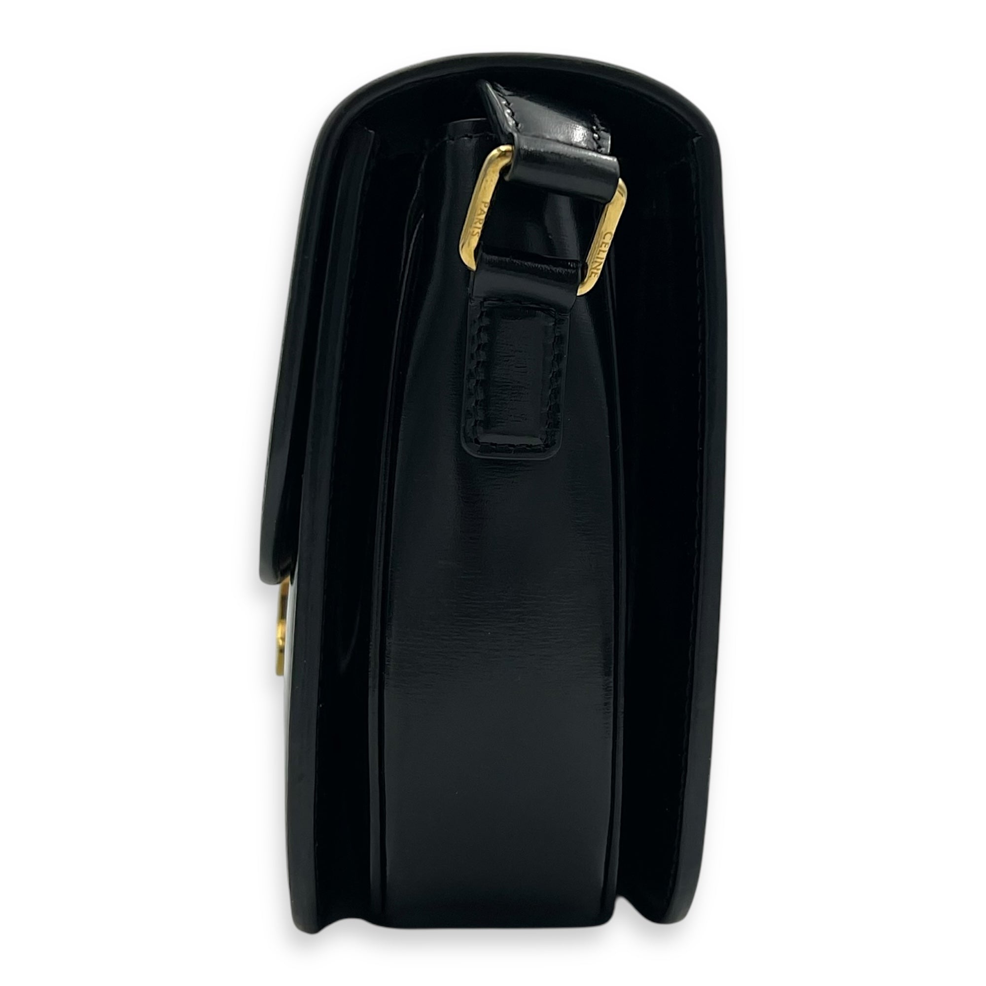 Celine Triomphe Classique Black Shoulder Bag in Calfskin, Gold hardware_4