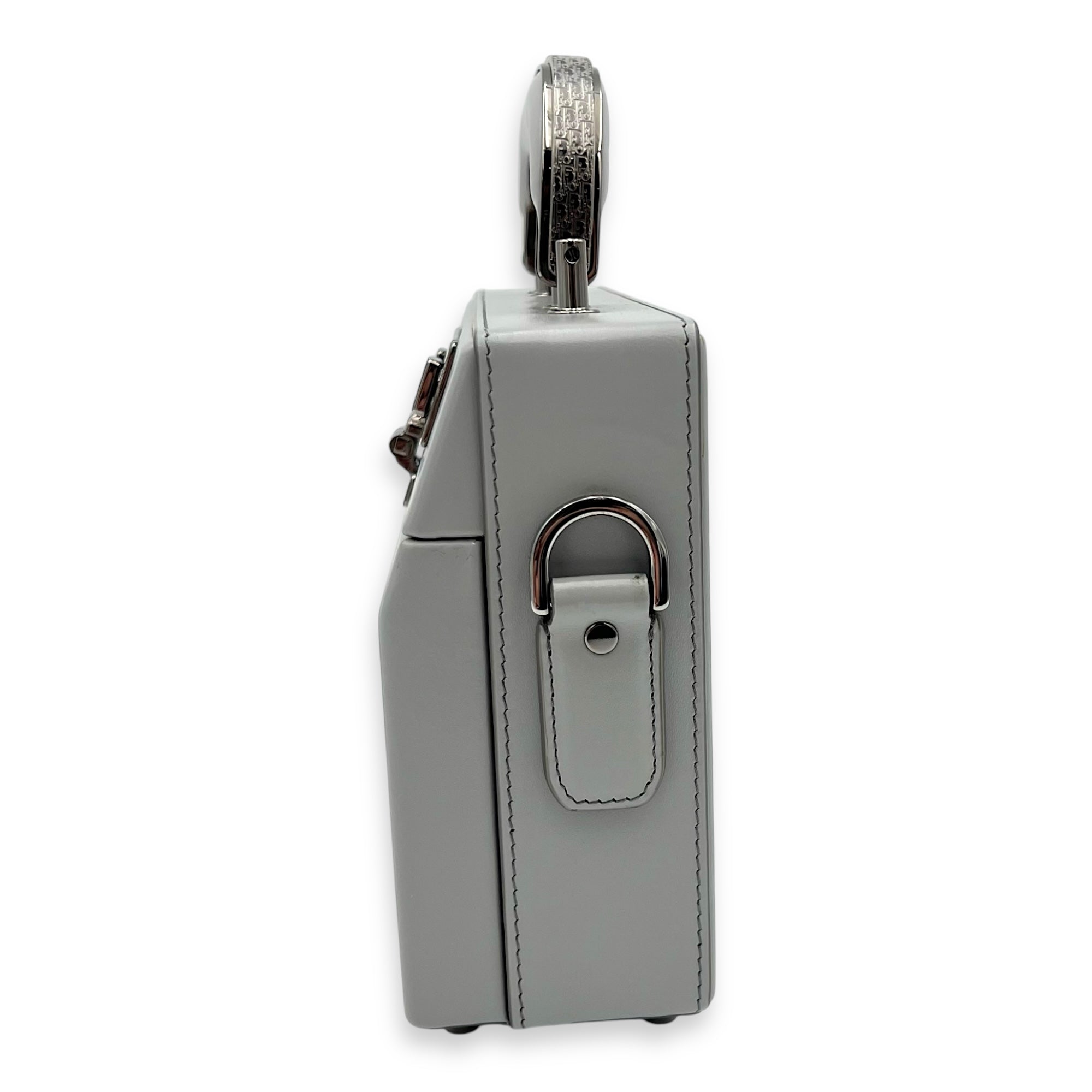 Dior Kenny Scharf Vanity Top Handle Bag Grey in Calfskin, Silver hardware_11