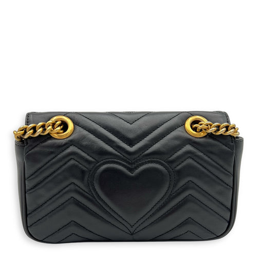 Gucci GG Marmont Shoulder Bag Mini Black in Calfskin, Gold hardware_9